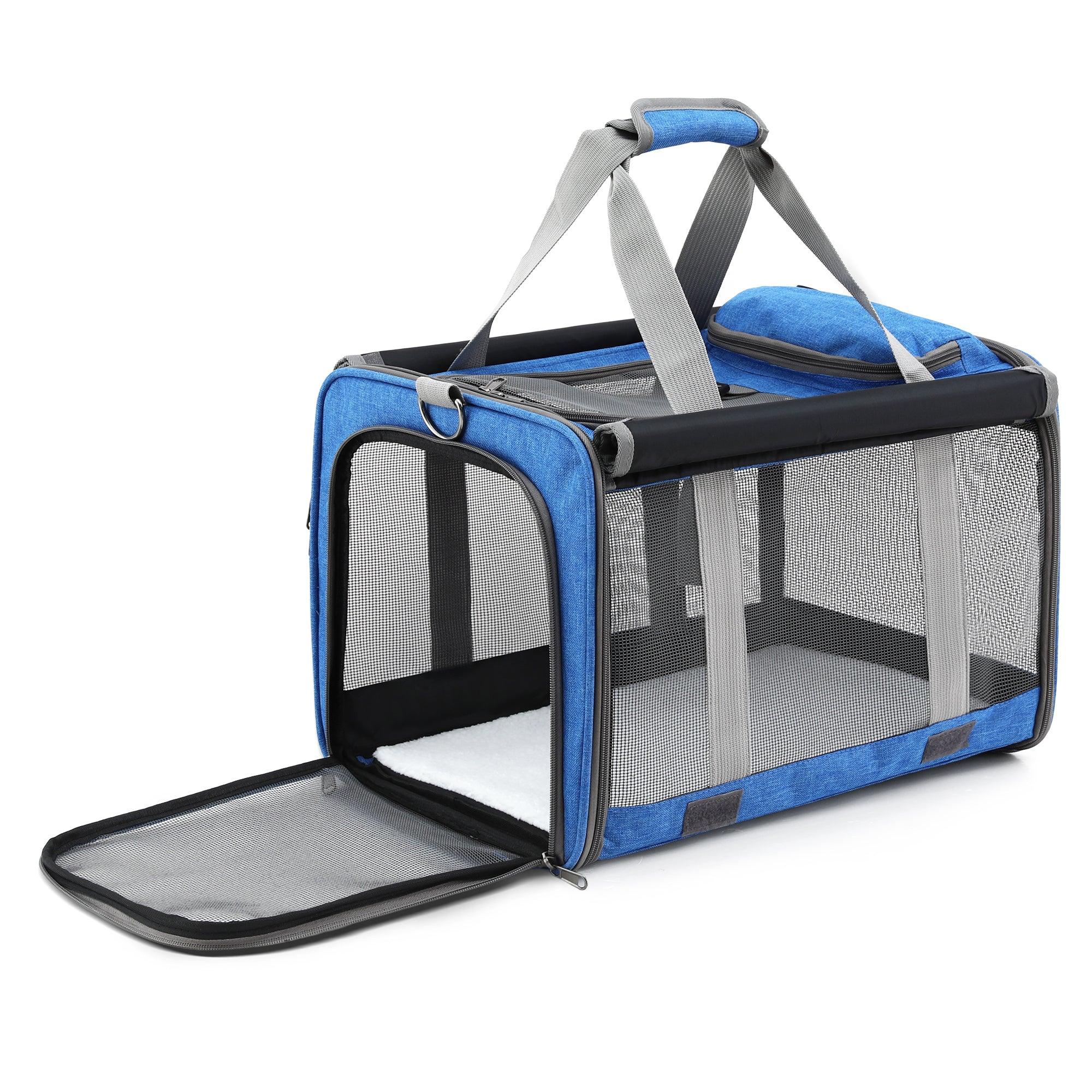 Pet Carrier Bag Foldable Dog Cat Durable Crate Travel Cage Portable Car Kennel Blue