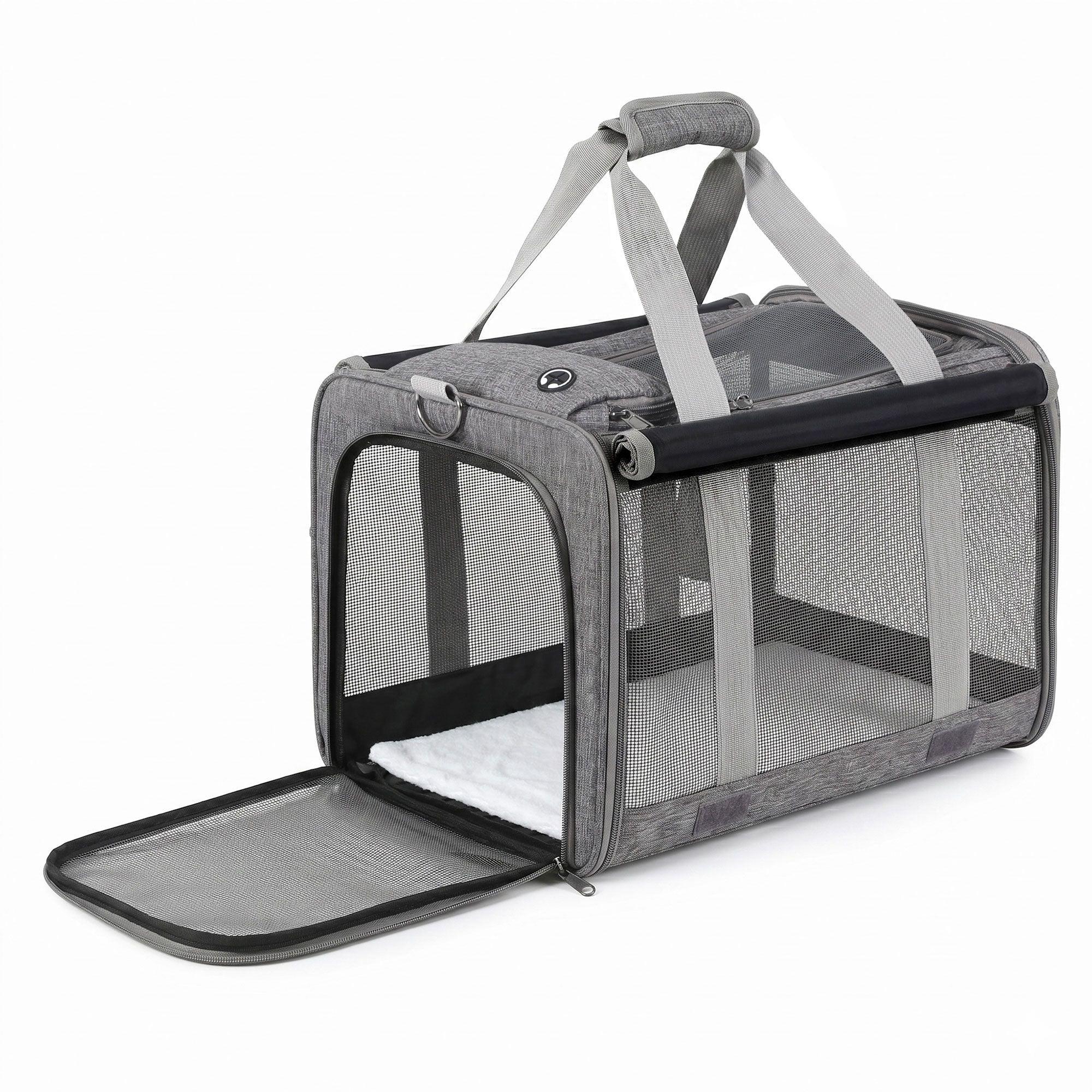 Pet Carrier – Foldable, Mesh Window, Portable, 7.5kg Capacity, Grey