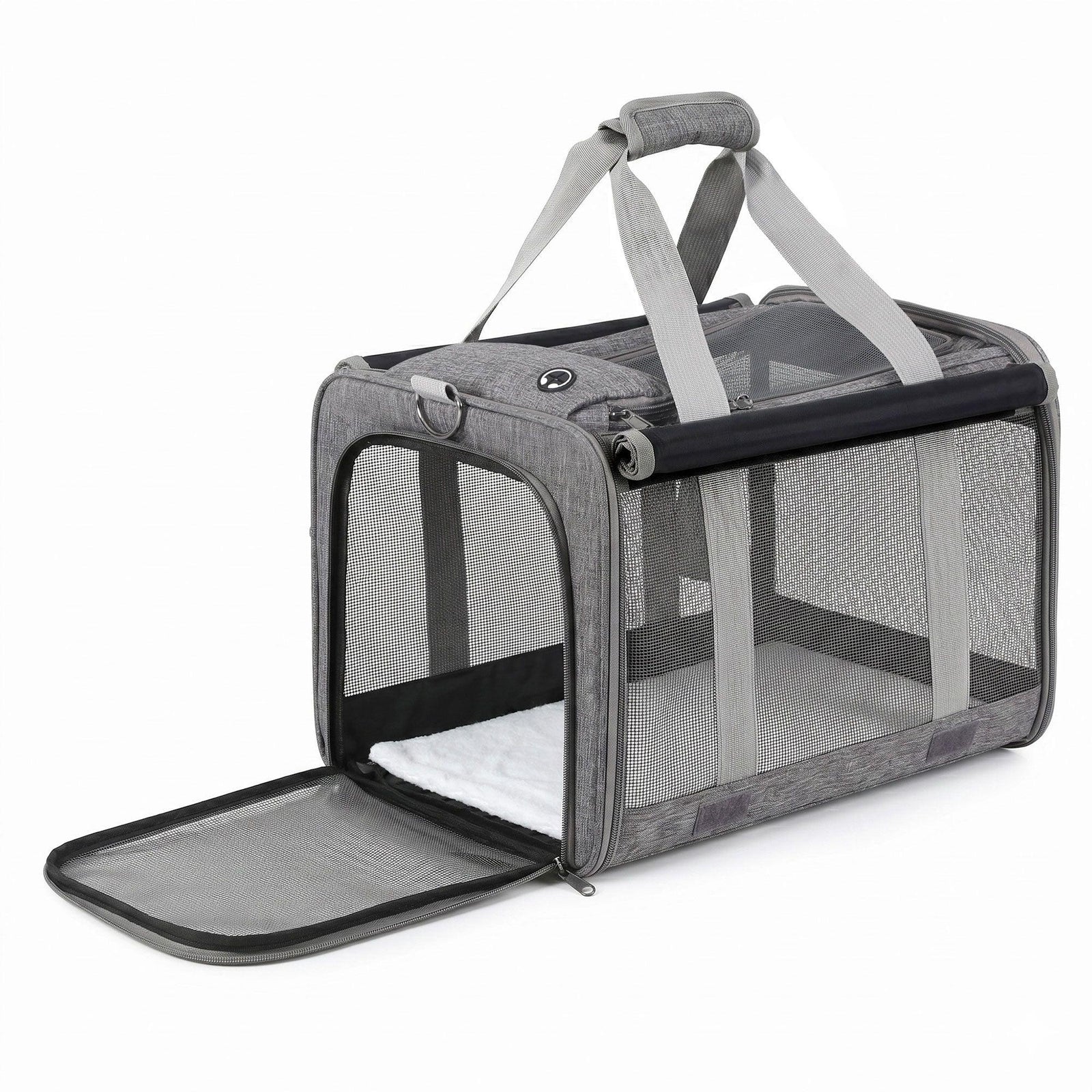 Pet Carrier – Foldable, Mesh Window, Portable, 7.5kg Capacity, Grey