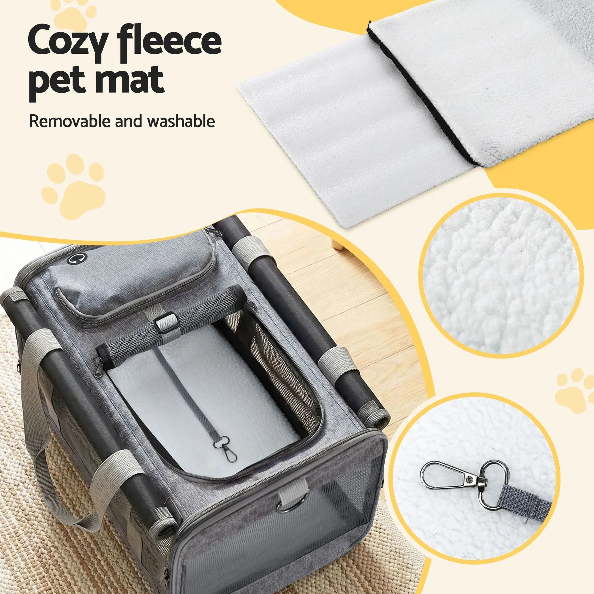 Pet Carrier – Foldable, Mesh Window, Portable, 7.5kg Capacity, Grey