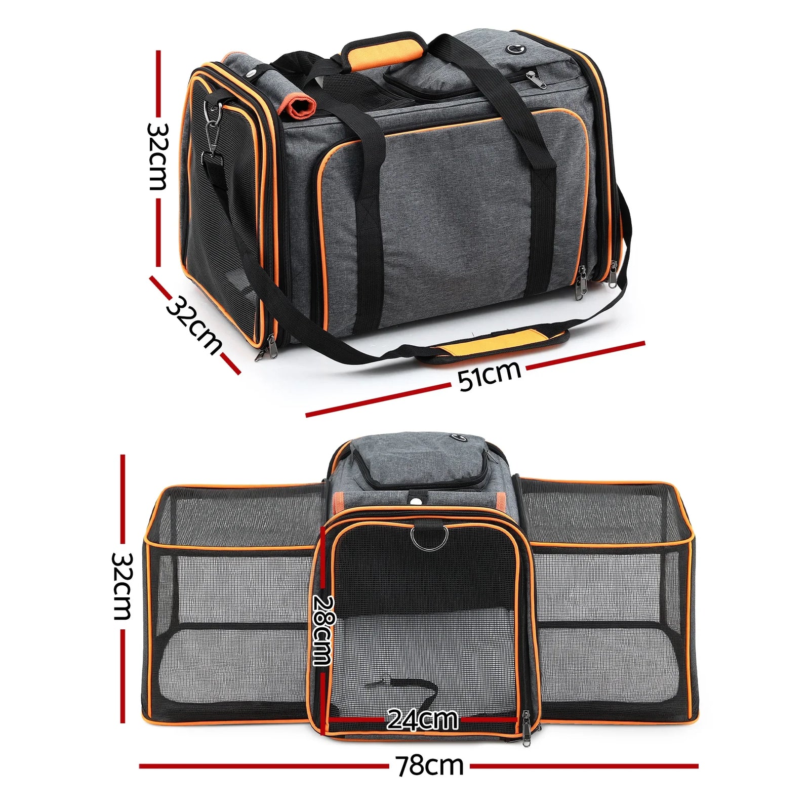 Pet Carrier Bag Foldable Expandable Dog Cat Travel Cage Portable Car Kennel