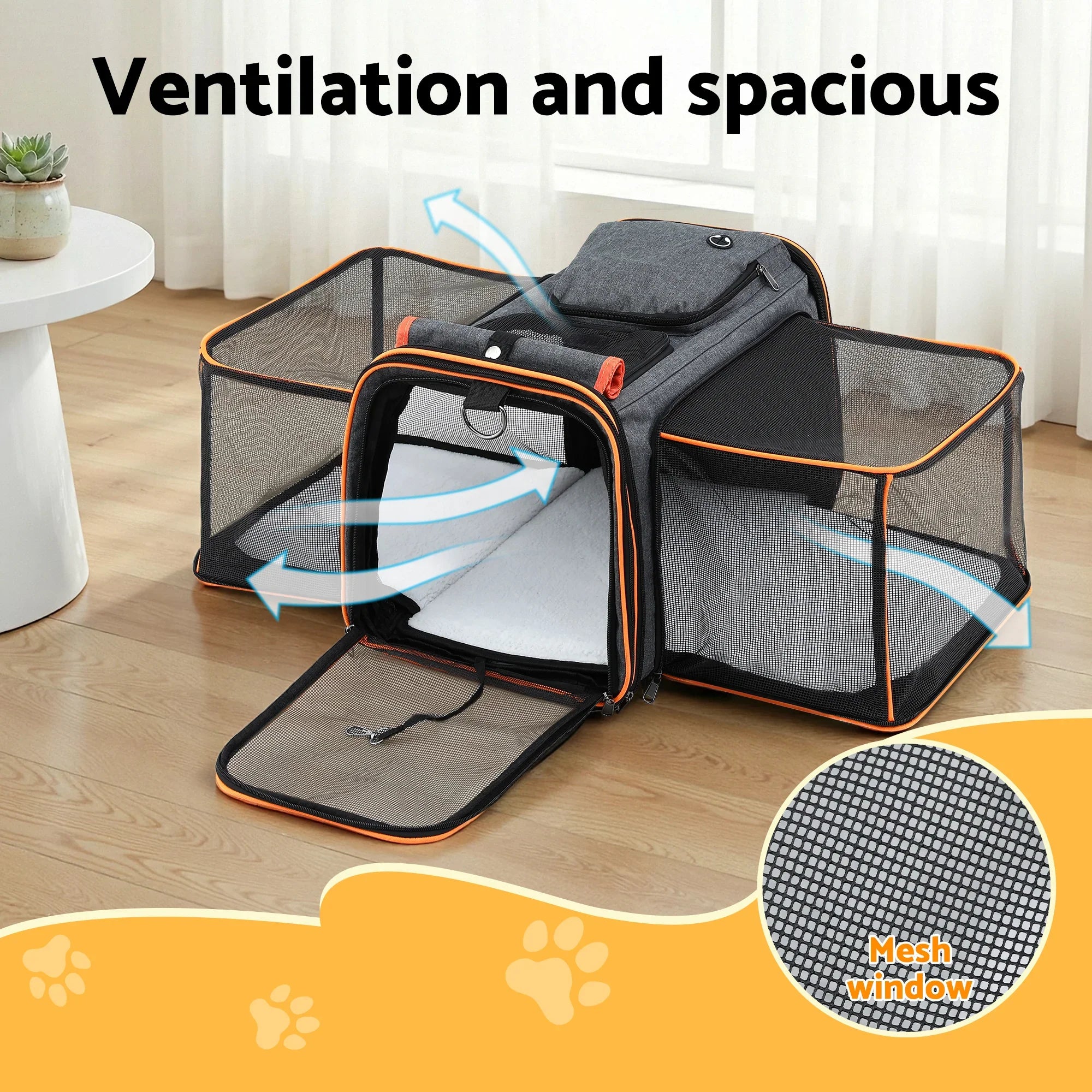 Pet Carrier Bag Foldable Expandable Dog Cat Travel Cage Portable Car Kennel