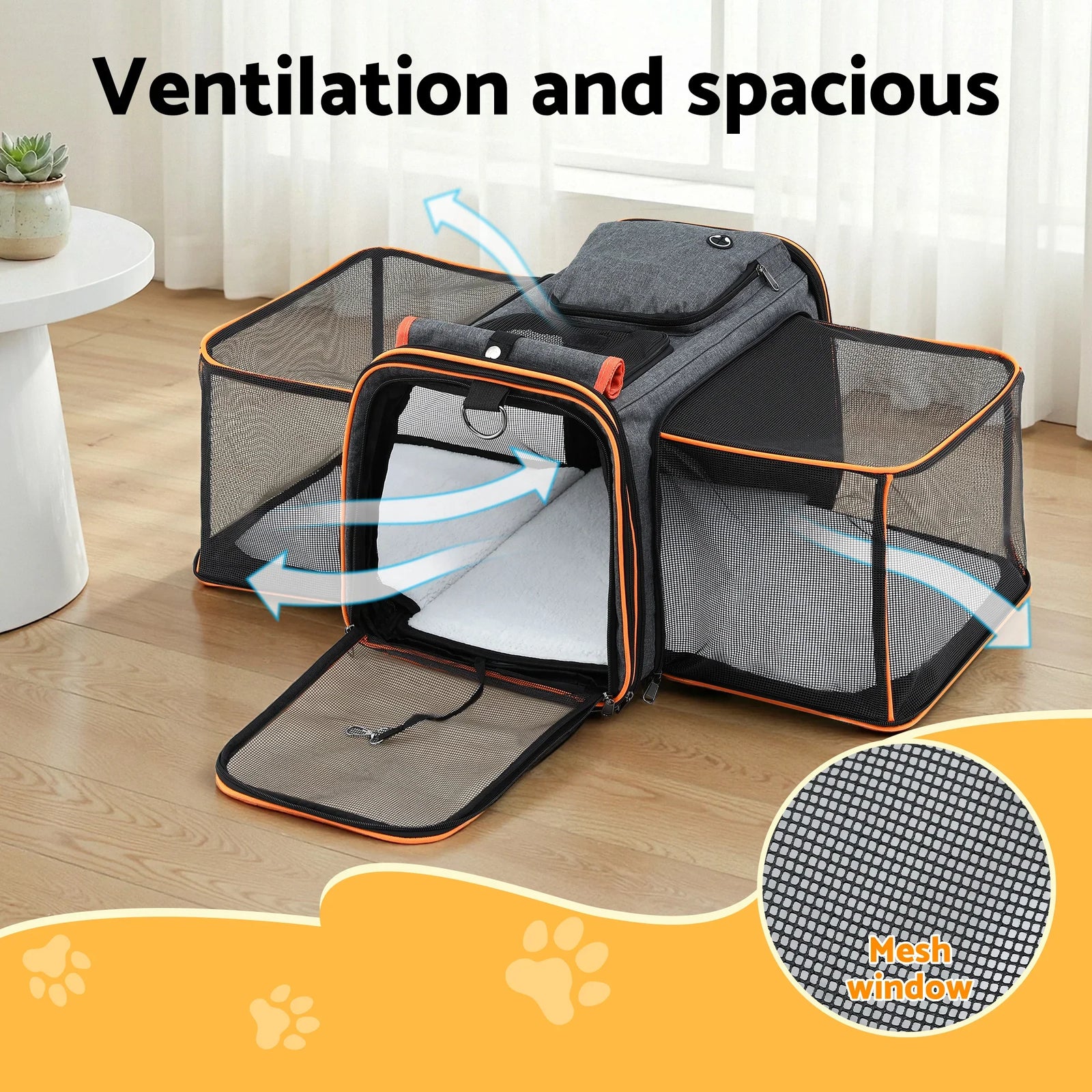 Pet Carrier Bag Foldable Expandable Dog Cat Travel Cage Portable Car Kennel