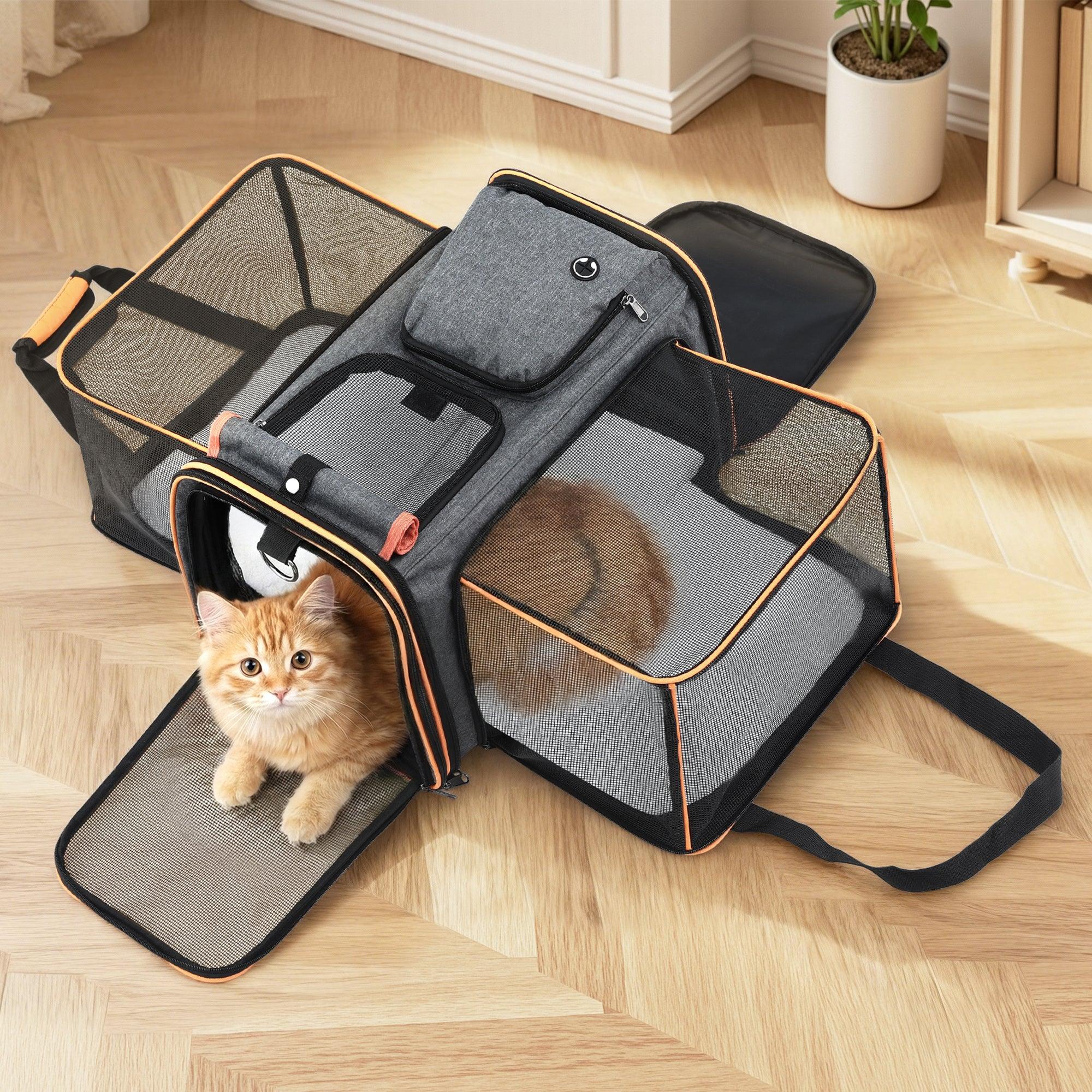Pet Carrier Bag Foldable Expandable Dog Cat Travel Cage Portable Car Kennel