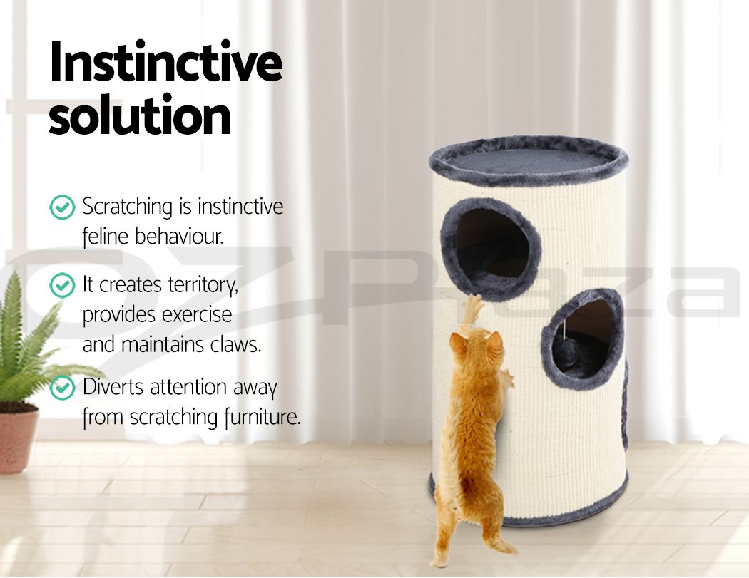70cm Cat Tree Scratching Post Condo Tower with Hideouts & Toy Ball