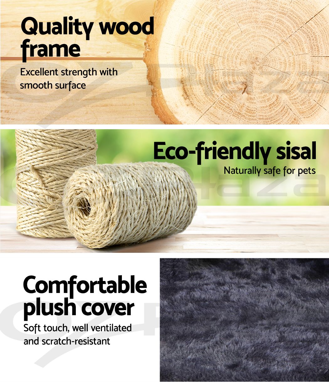70cm Cat Tree Scratching Post Condo Tower with Hideouts & Toy Ball