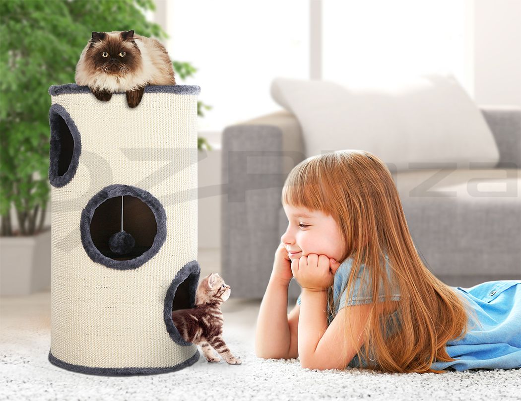 70cm Cat Tree Scratching Post Condo Tower with Hideouts & Toy Ball