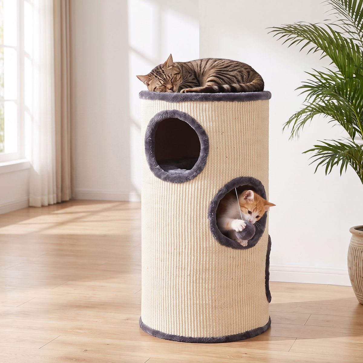 70cm Cat Tree Scratching Post Condo Tower with Hideouts & Toy Ball