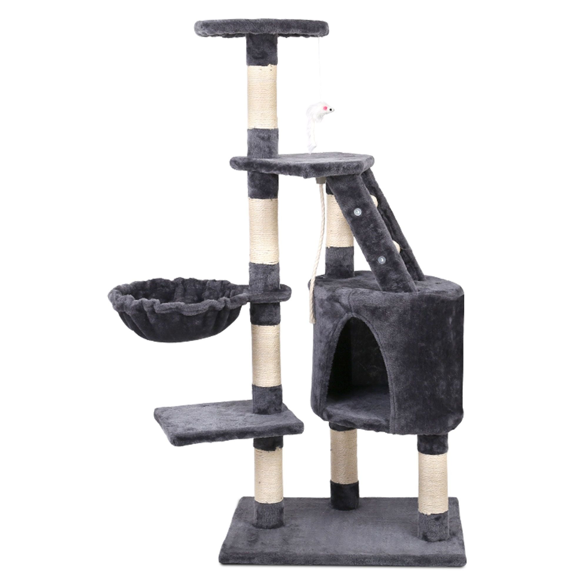120cm Cat Tree Tower Sisal Scratching Post Condo Hammock Grey