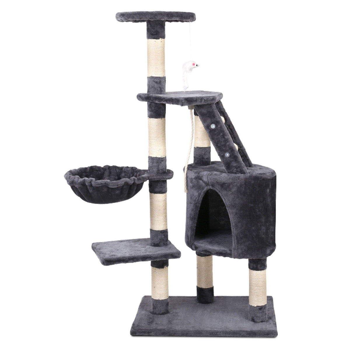 120cm Cat Tree Tower Sisal Scratching Post Condo Hammock Grey