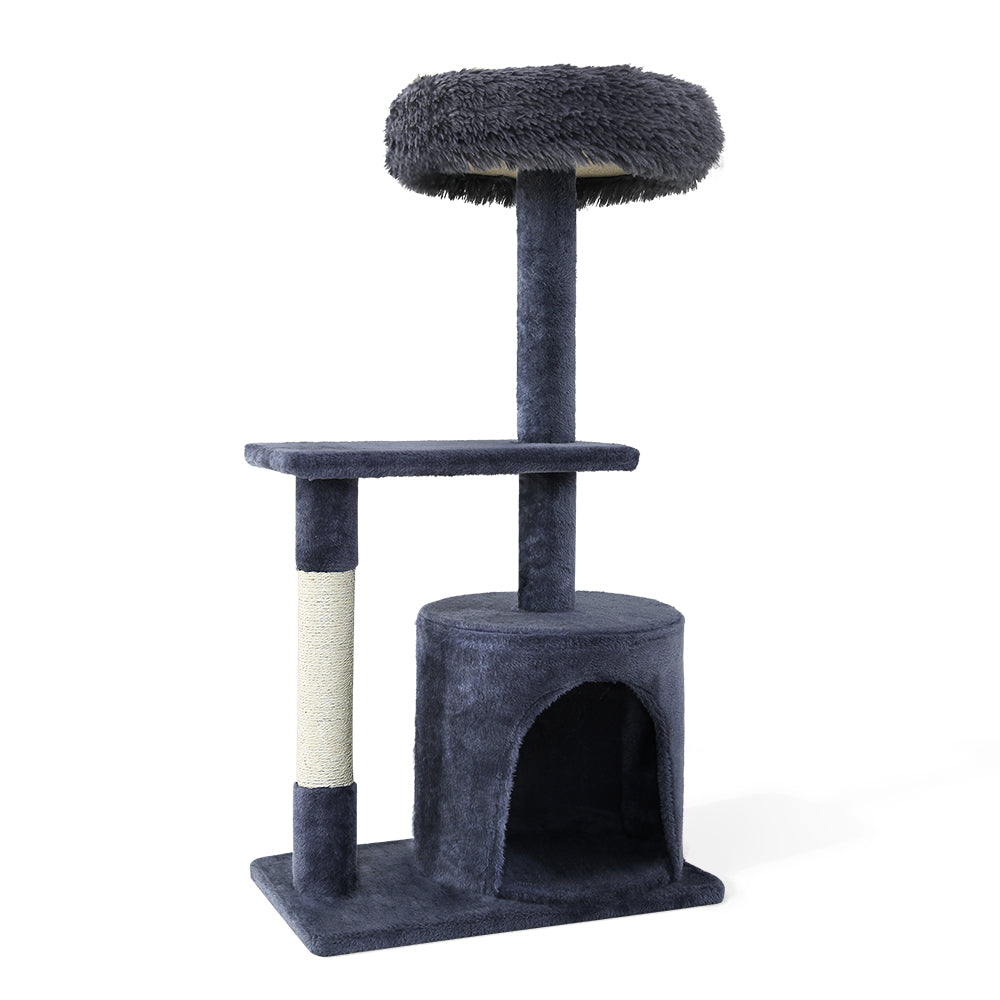 i.Pet Cat Tree 94cm Scratching Post Tower Scratcher Condo House Wood Trees Grey