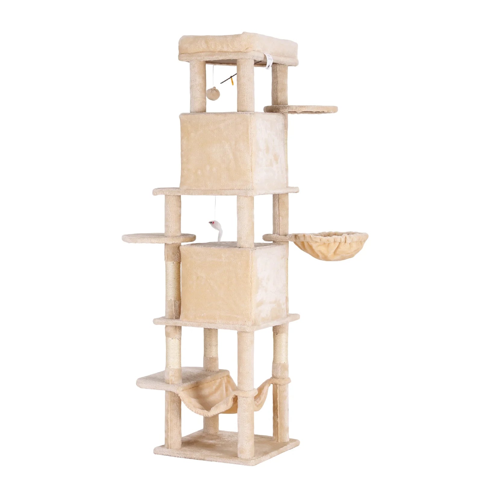Cat Tree Tower 167cm Large Scratching Post Furniture Scratcher House Beige