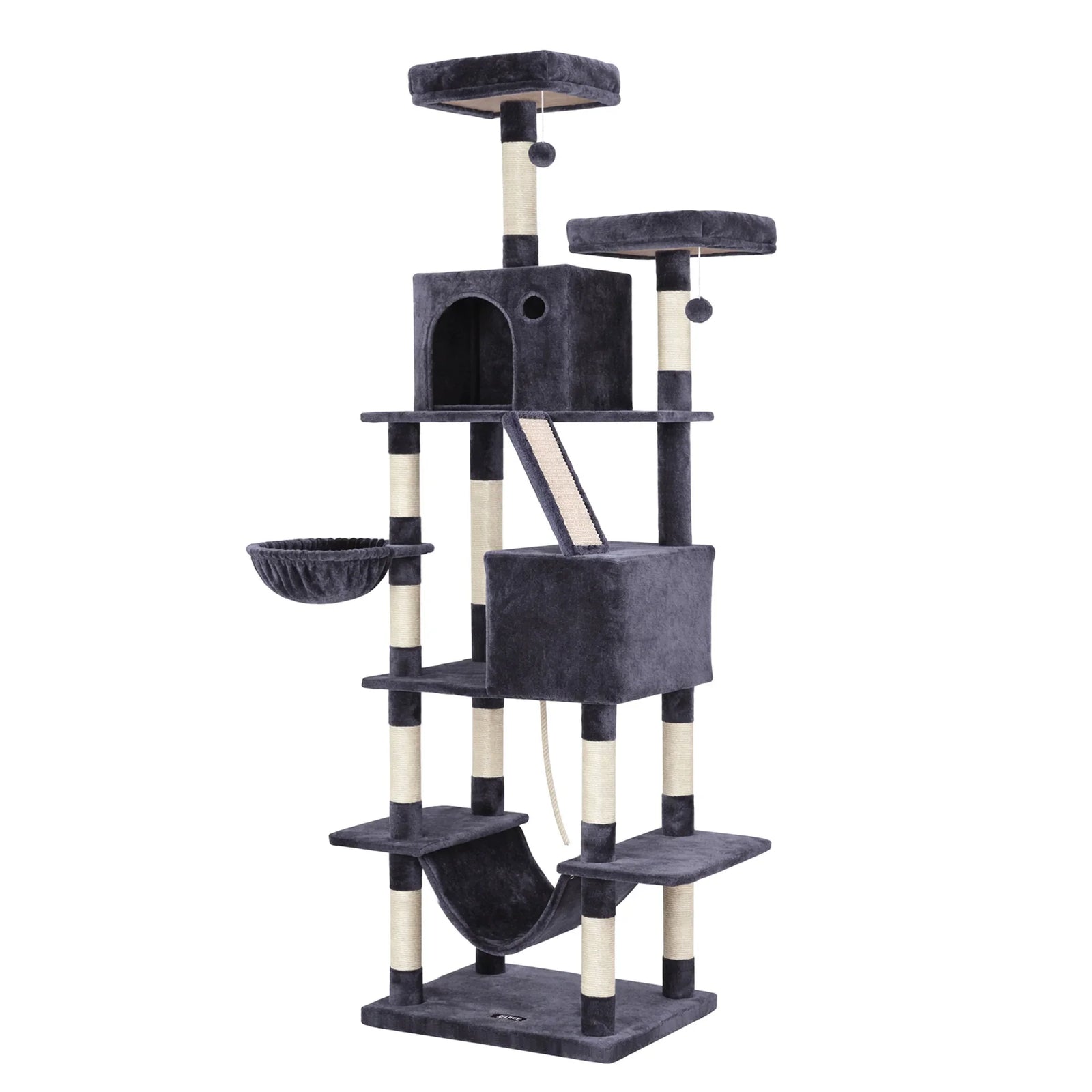 Cat Tree Tower 206cm Large Scratching Post Furniture Scratcher House Grey