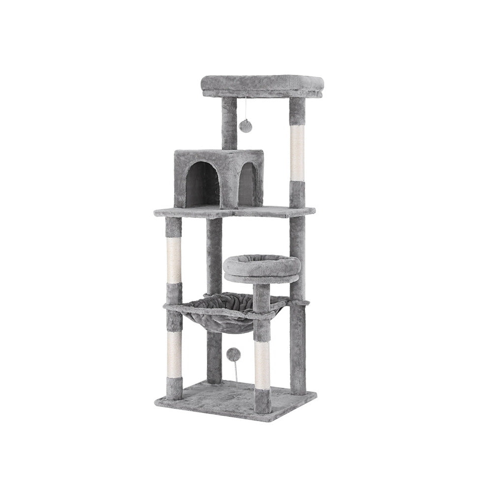 Cat Tree Tower Scratching Post Scratcher 143cm Condo House Trees Grey