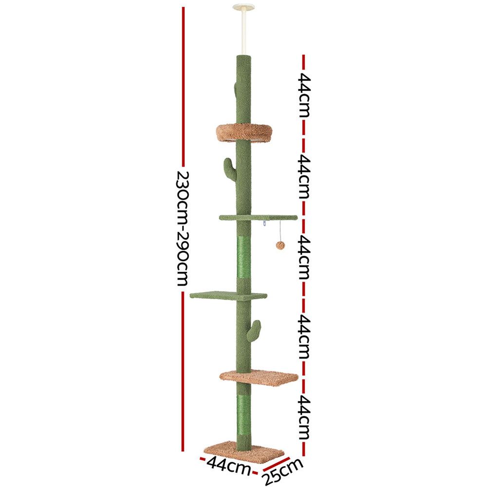 290cm Floor to Ceiling Cat Tree Tower Scratching Post Multi Level