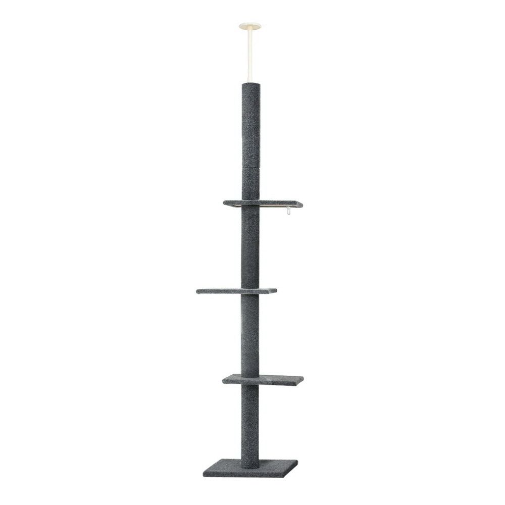 290cm Floor to Ceiling Cat Tree Scratching Post Tower Grey