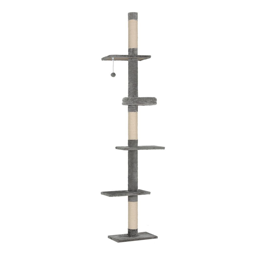 290cm Floor to Ceiling Cat Tree Tower with Bed & Scratching Posts