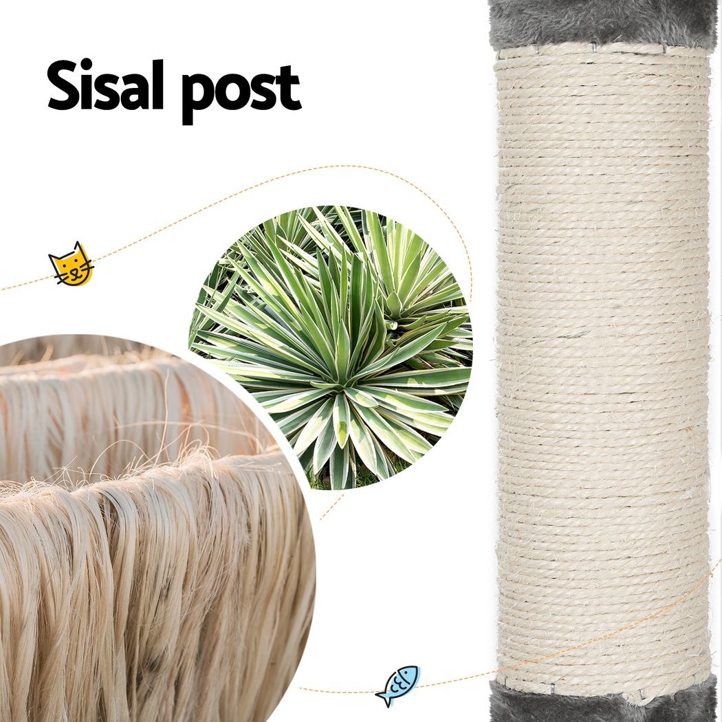 290cm Floor to Ceiling Cat Tree Tower with Bed & Scratching Posts