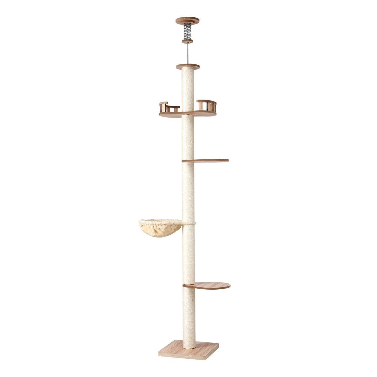 270cm Floor to Ceiling Cat Tree Tower Scratching Post Adjustable Beige