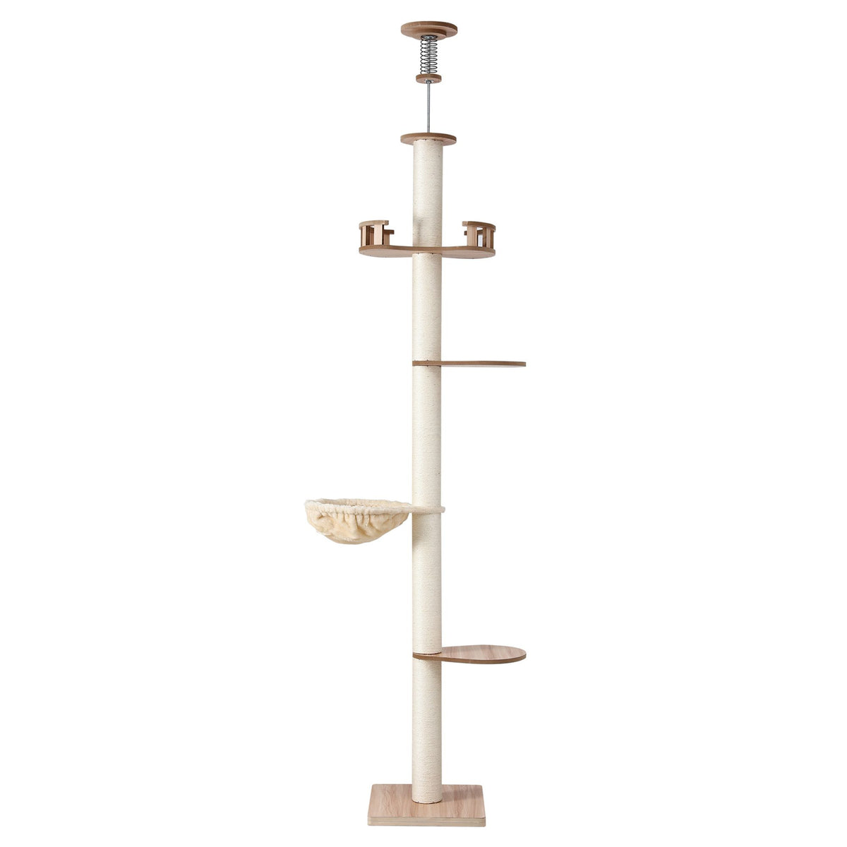 270cm Floor to Ceiling Cat Tree Tower Scratching Post Adjustable Beige