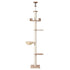 270cm Floor to Ceiling Cat Tree Tower Scratching Post Adjustable Beige