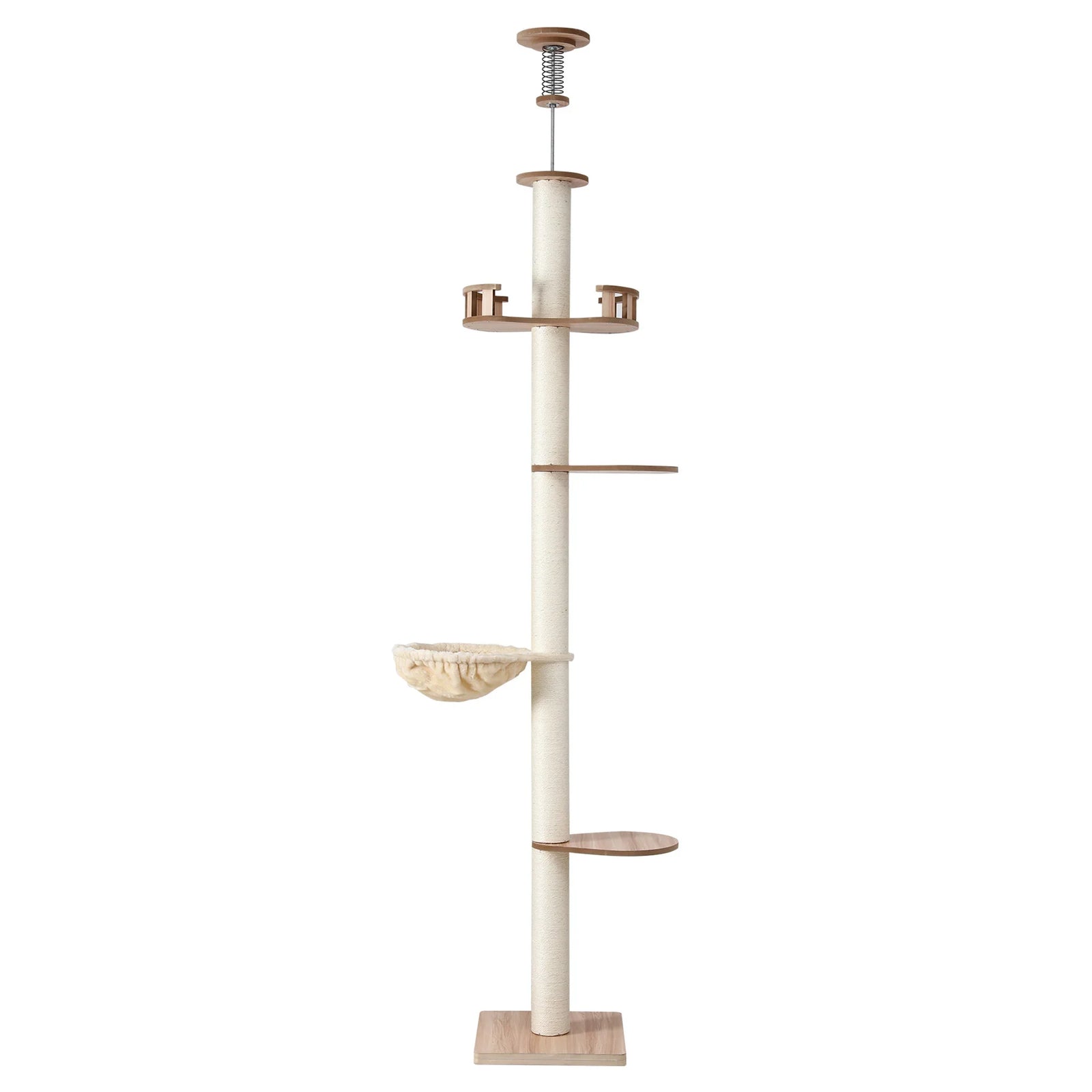 Cat Tree Tower Floor to Ceiling Scratching Post 270cm Beige