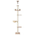 Cat Tree Tower Floor to Ceiling Scratching Post 270cm Beige