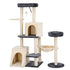 Cat Tree Tower 133cm Rotatable L-Shape Design Scratching Post Furniture Scratcher House Grey & Beige
