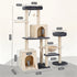 Cat Tree Tower 133cm Rotatable L-Shape Design Scratching Post Furniture Scratcher House Grey & Beige
