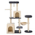 Cat Tree Tower 133cm Rotatable L-Shape Design Scratching Post Furniture Scratcher House Grey & Beige