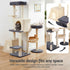 Cat Tree Tower 133cm Rotatable L-Shape Design Scratching Post Furniture Scratcher House Grey & Beige