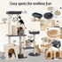 Cat Tree Tower 133cm Rotatable L-Shape Design Scratching Post Furniture Scratcher House Grey & Beige