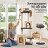 Cat Tree Tower 133cm Rotatable L-Shape Design Scratching Post Furniture Scratcher House Grey & Beige