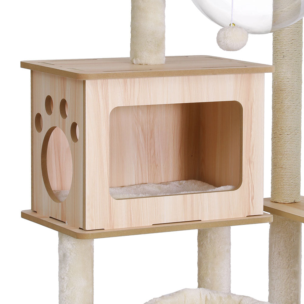 i.Pet Cat Tree Tower Scratching Post Scratcher 142cm Wood Bed Condo House