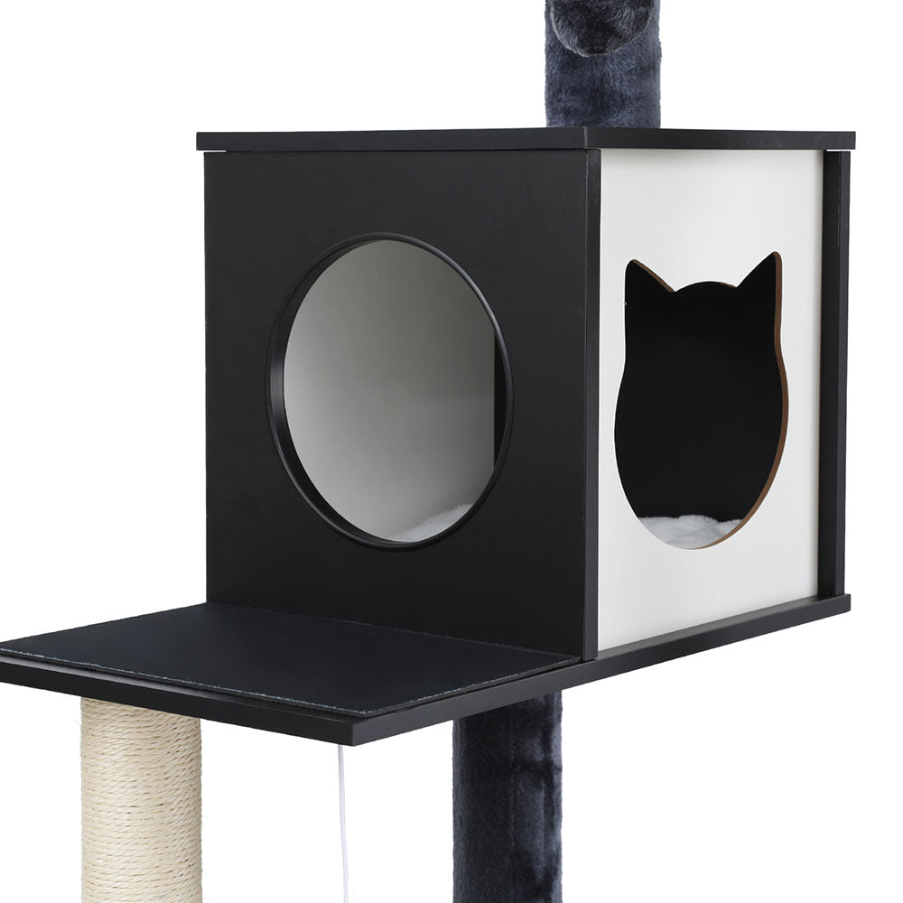 i.Pet Cat Tree Tower Scratching Post Scratcher 144cm Wood Bed Condo House Cabinet