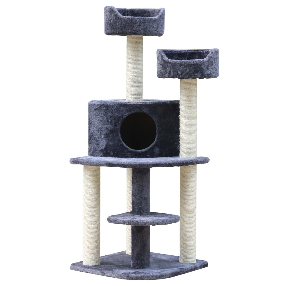 Cat Tree 126cm Tower Scratching Post Scratcher Condo Trees House Grey
