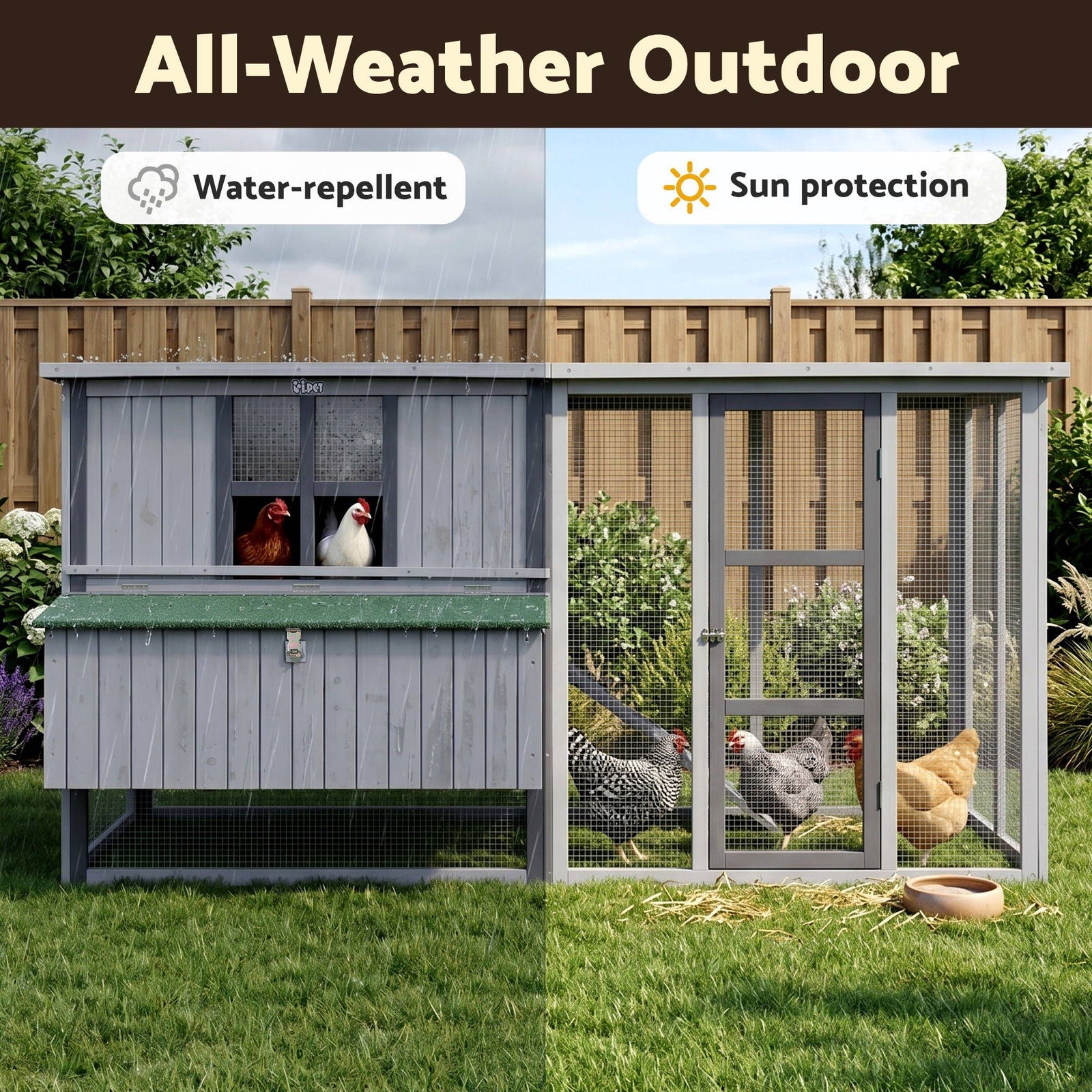 i.Pet Chicken Coop 219cm Rabbit Hutch Poultry Cage Outdoor Enclosure Wood