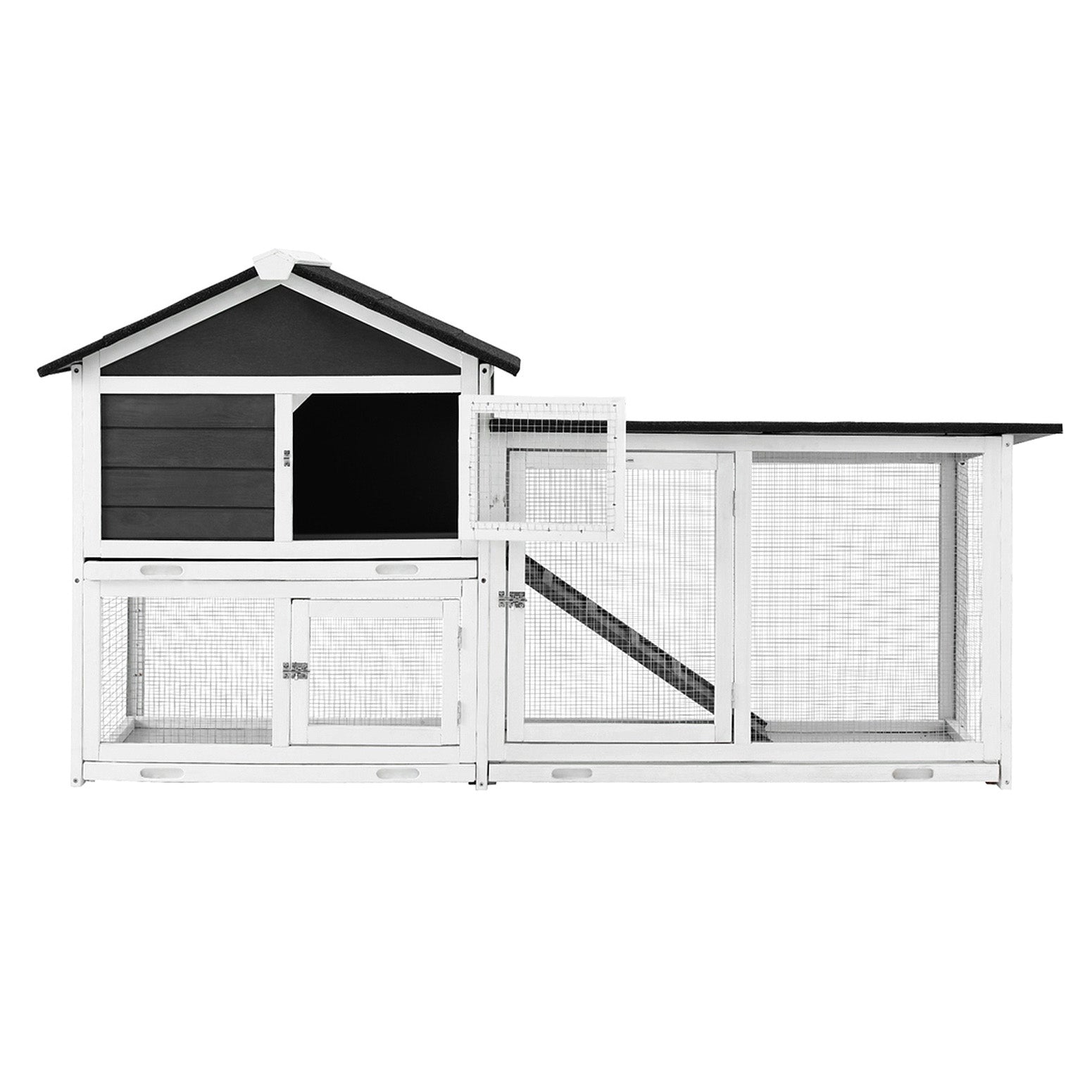 180cm Wooden Chicken Coop Hen House Rabbit Hutch Run with Trays Grey