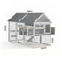 Chicken Coop Large Outdoor Rabbit Hutch Chook House Hatch Box With Run Grey White
