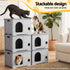 i.Pet Cat House Enclosed Shelter Plastic Nest Stackable Bench Box Outdoor Indoor Grey