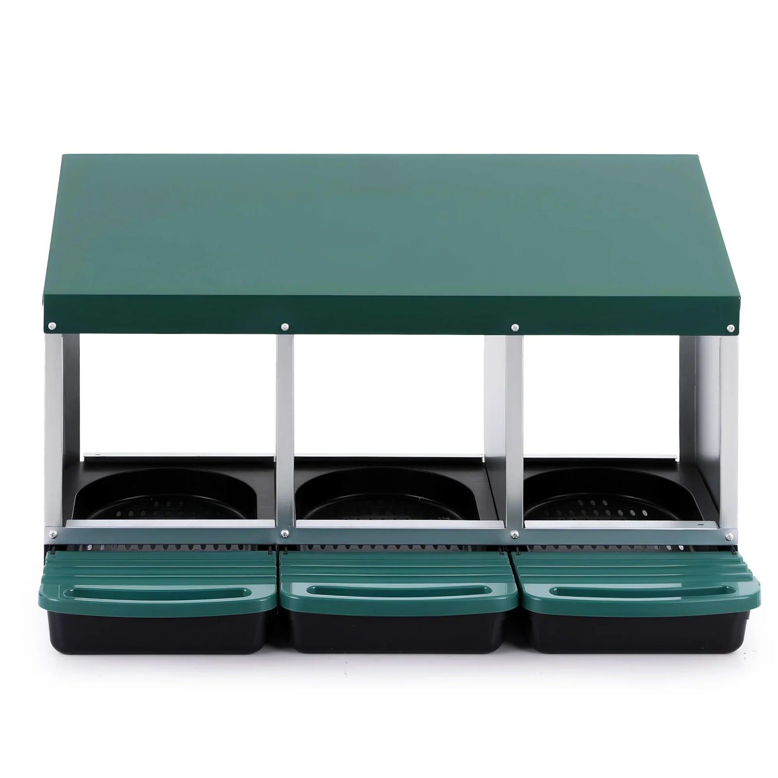Chicken Nesting Box Roll Away 3 Holes Metal Wall Mounted Nest Box Green