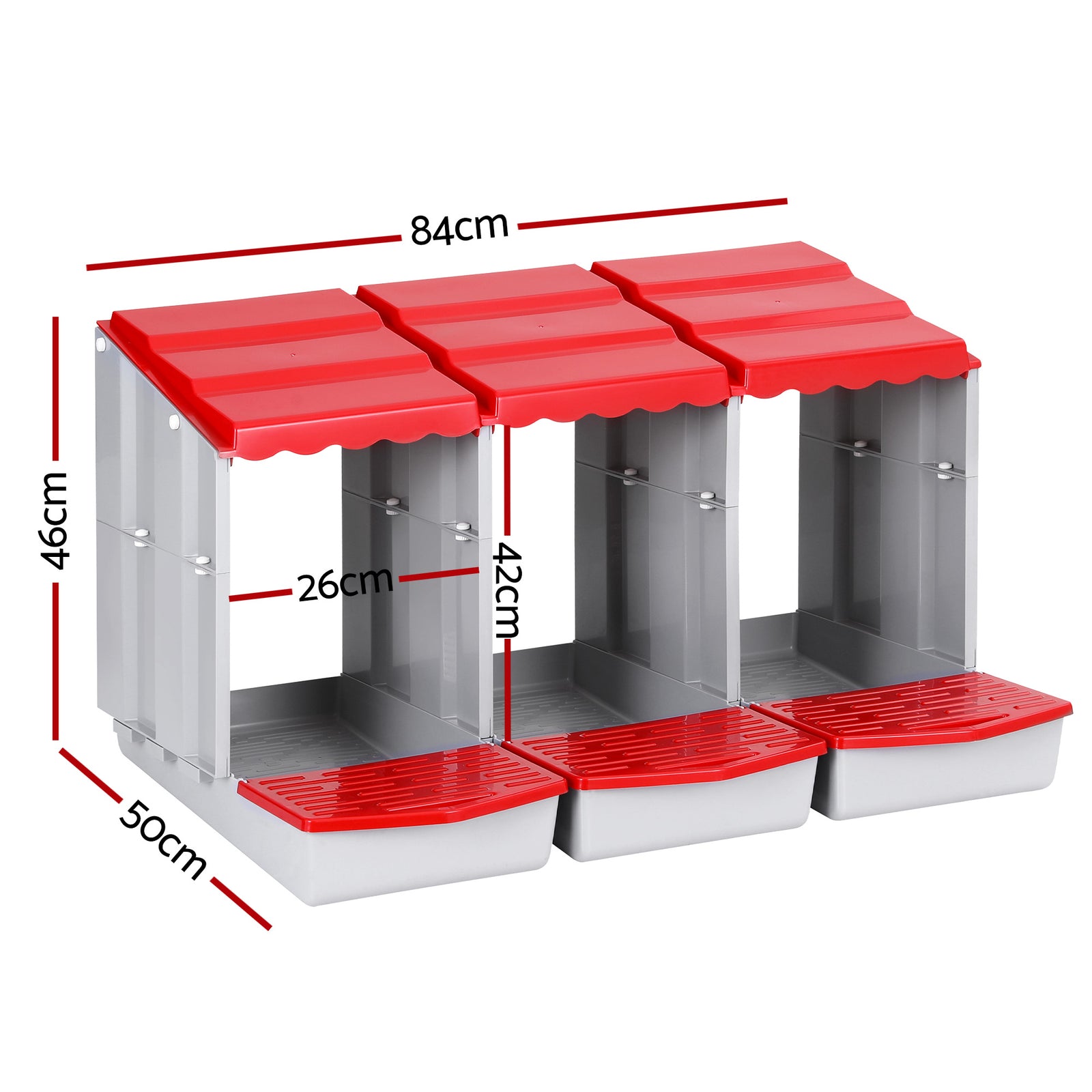 Chicken Nesting Box 3 Hole Roll Away Poultry Hen Laying Egg Hutch Red