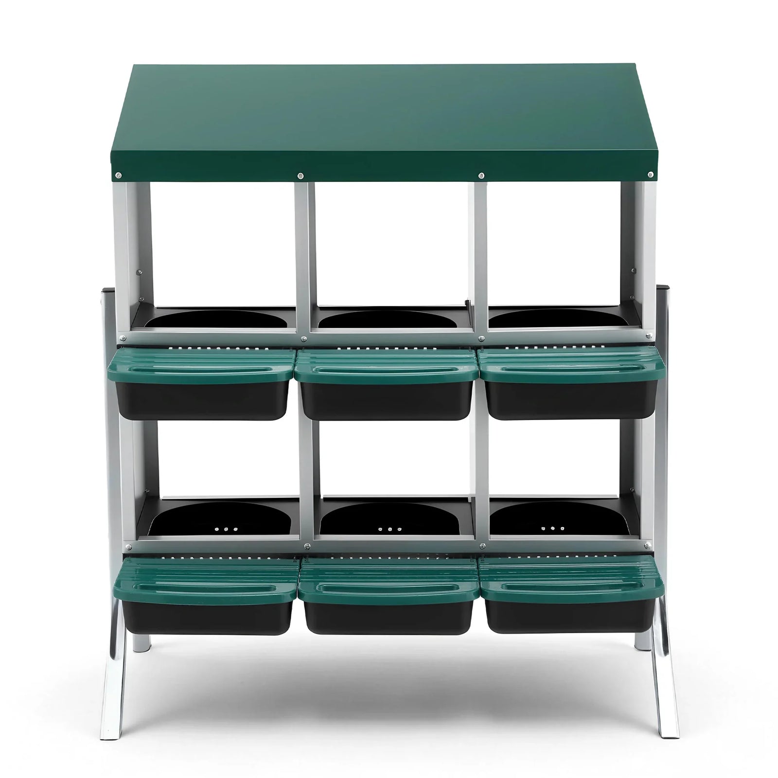 Chicken Nesting Box Roll Away Metal Nesting Box Wall Mounted 6 Holes Green