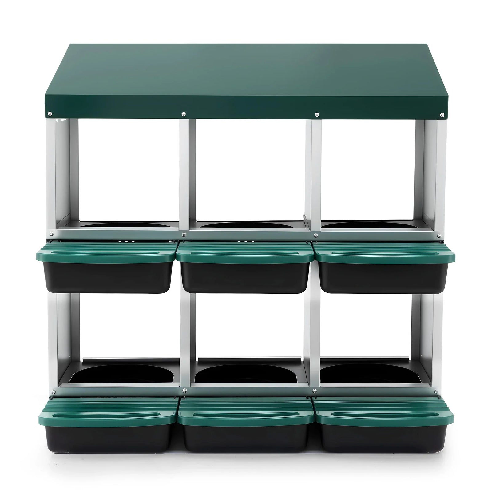 Chicken Nesting Box Roll Away Metal Nesting Box Wall Mounted 6 Holes Green