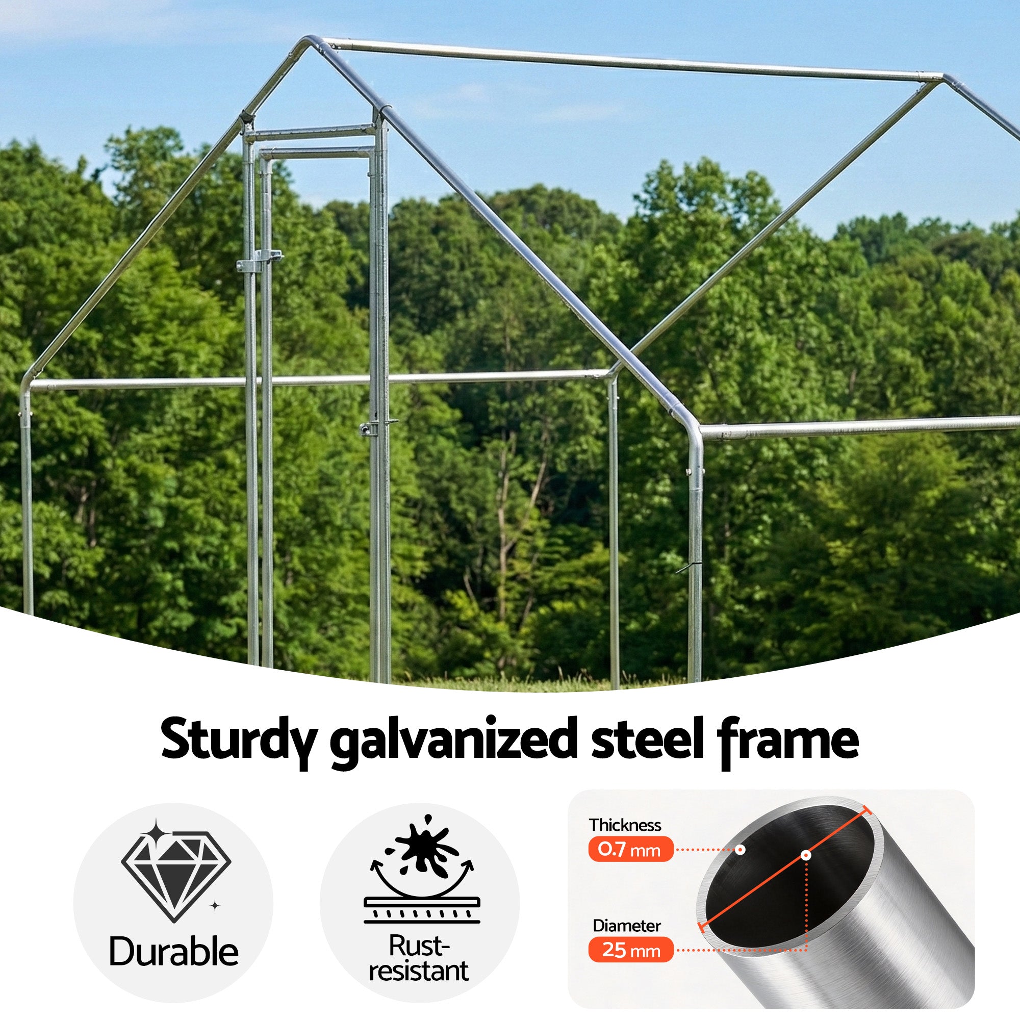 Chicken Coop Rabbit Hutch Outdoor Run Walk in Hen Cage Ferret House 3x2x2m