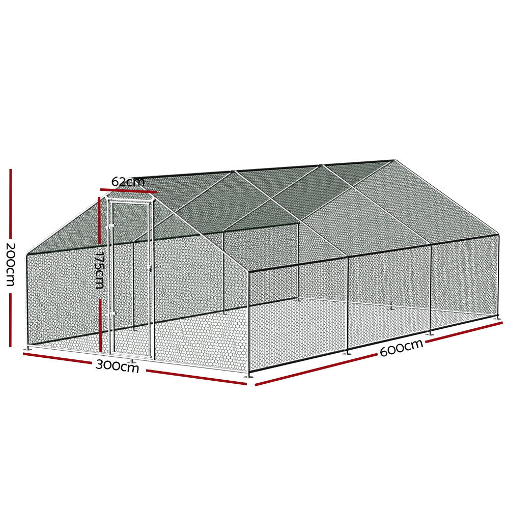 i.Pet Chicken Coop Cage 3x6x2m Galvanised Steel