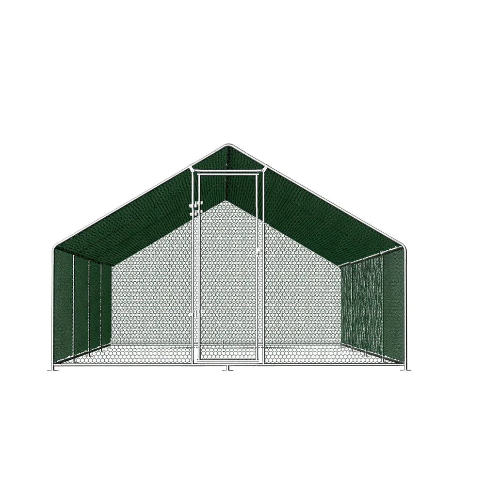 8x3x2m Chicken Coop Walk In Poultry Cage Galvanised Steel Run