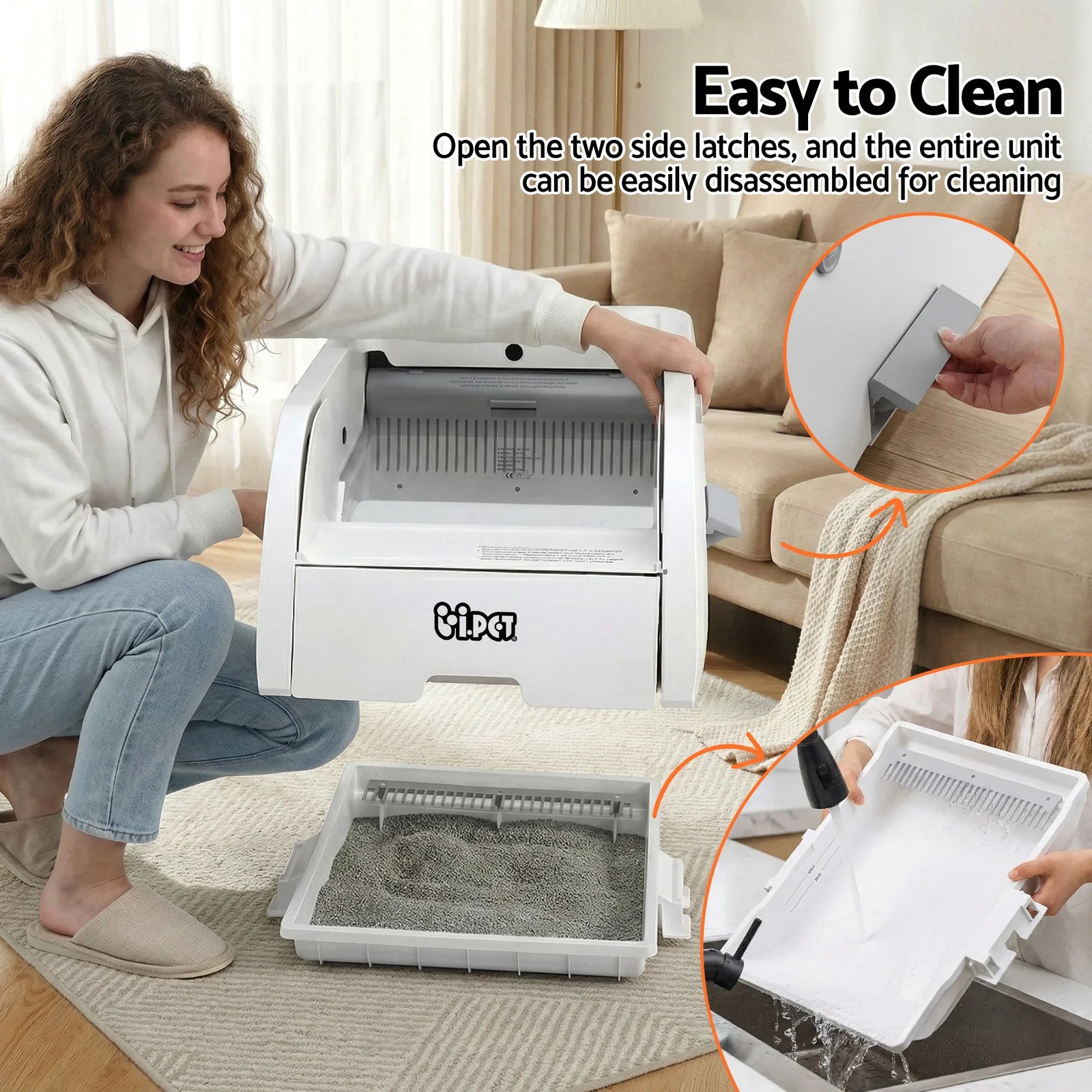 Automatic Cat Litter Box Self Cleaning Smart Pet Toilet App Control 5L White