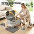 Cat Litter Box Large Stainless Steel High Sided Pet Toilet Odour Control