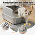 Cat Litter Box Stainless Steel Large Semi-Enclosed Pet Kitty Toilet Grey
